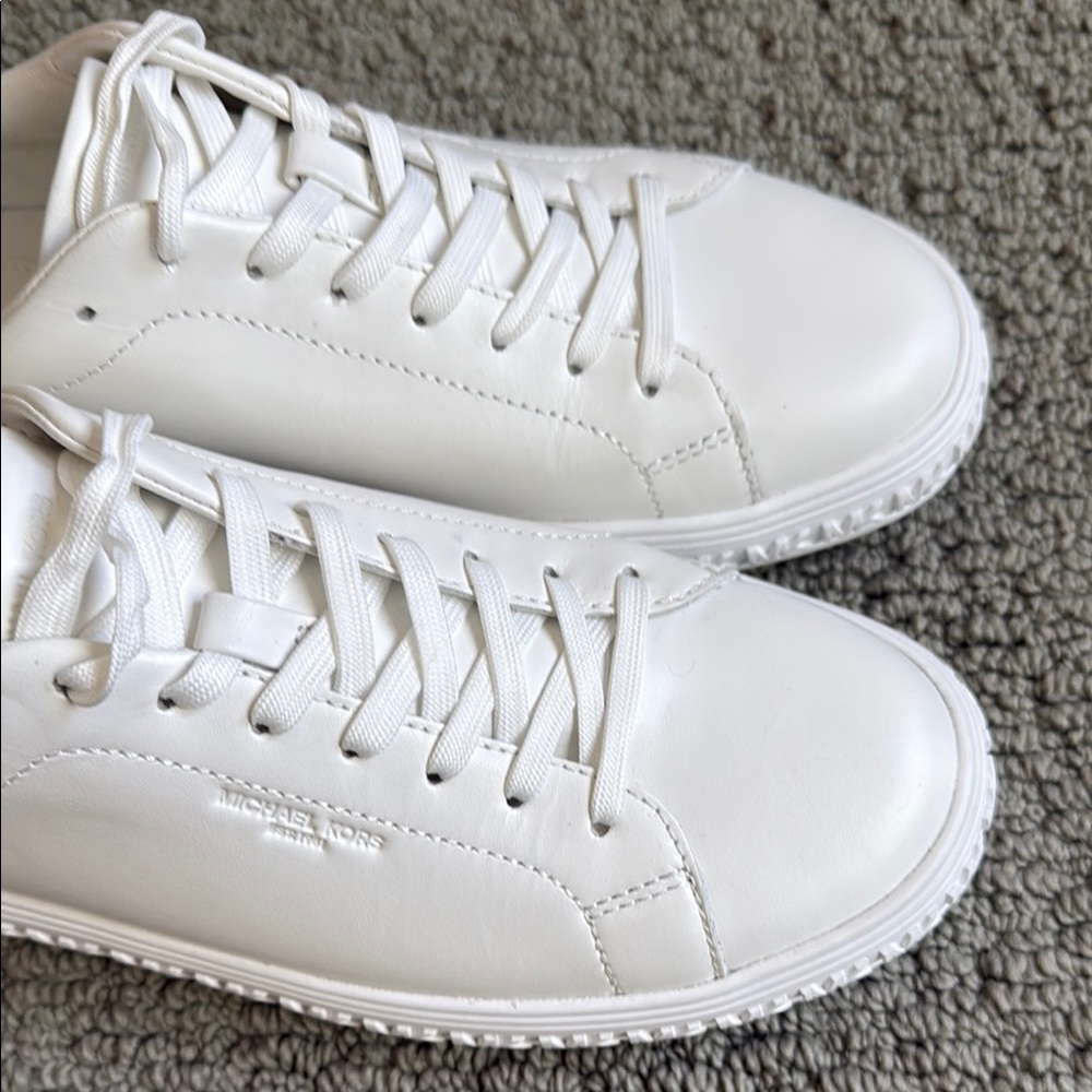 Michael Kors White Genuine Leather Embellished Sneakers